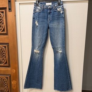 MOTHER SUPERIOR Distressed Flare Jeans